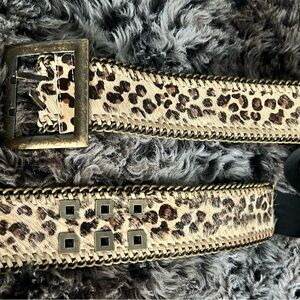 Pony hair Leopard Print Women's Belt with elasticated stretch